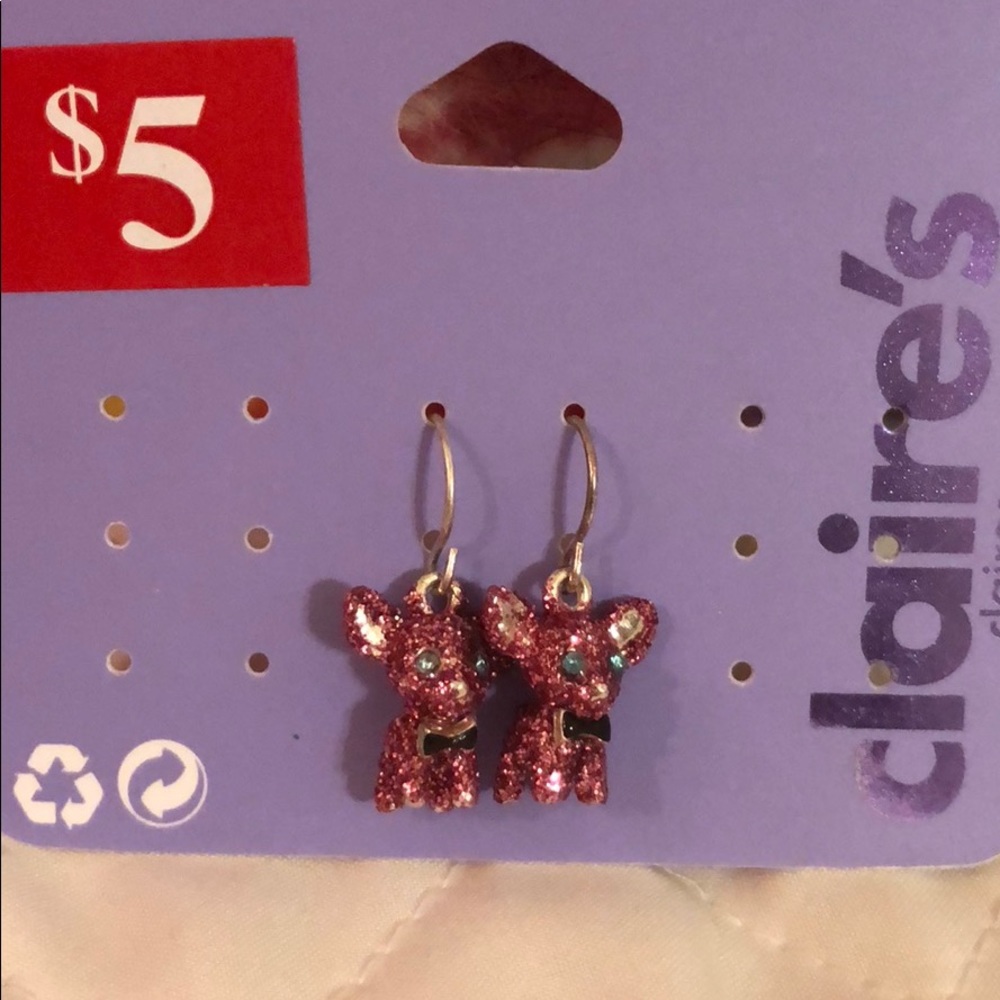 CLAIRE’S Pink Chihuahua Earrings